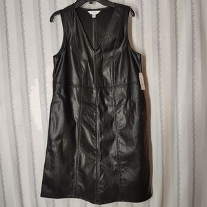 Time and Tru- Size Small- Black Faux Leather Dress With Pockets